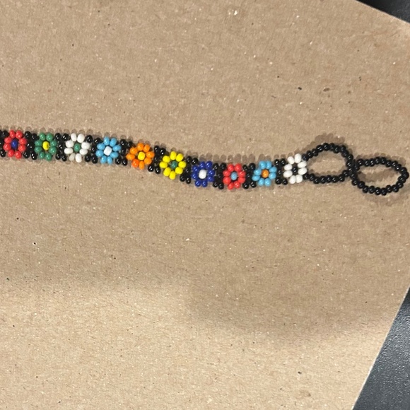 Flower Chain Multifcolor Beaded Bracelet 90s - Picture 10 of 11